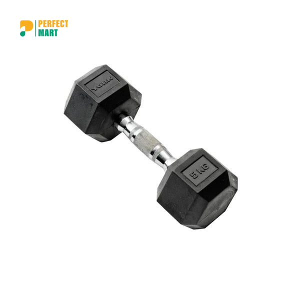 5 KG Rubber Dumbbell Hexagonal Shape 1 Pcs