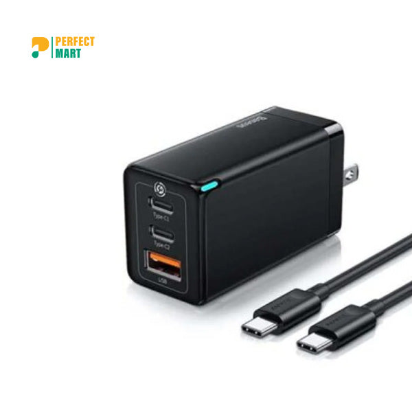 BASEUS GaN3 Pro Fast Charger 2C+U Three Ports 65W CN Plug with Type C Cable