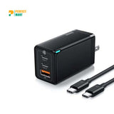 BASEUS GaN3 Pro Fast Charger 2C+U Three Ports 65W CN Plug with Type C Cable