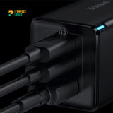 BASEUS GaN3 Pro Fast Charger 2C+U Three Ports 65W CN Plug with Type C Cable
