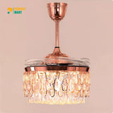 Breezelux 48" Crystal Retractable Luxury Decorative Silent Underlight Invisible Blade Chandelier with Remote Ceiling Fan (Golden) BL-2863