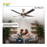 Breezelux 52" Artistically Crafted Traditional Decorative Silent Under Light Remote Ceiling Fan ( Antique Copper ) BL-1996-AC