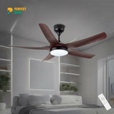 Breezelux 54" Modern Decorative Silent ABS Blade Underlight with Remote Ceiling Fan (Dark Wood) BL-3000-BK