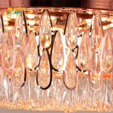 Breezelux 48" Crystal Retractable Luxury Decorative Silent Underlight Invisible Blade Chandelier with Remote Ceiling Fan (Golden) BL-2863