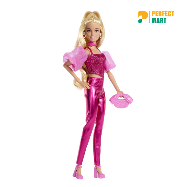Barbie Deluxe Style Dolls in Pink Outfits with Glam Accessories