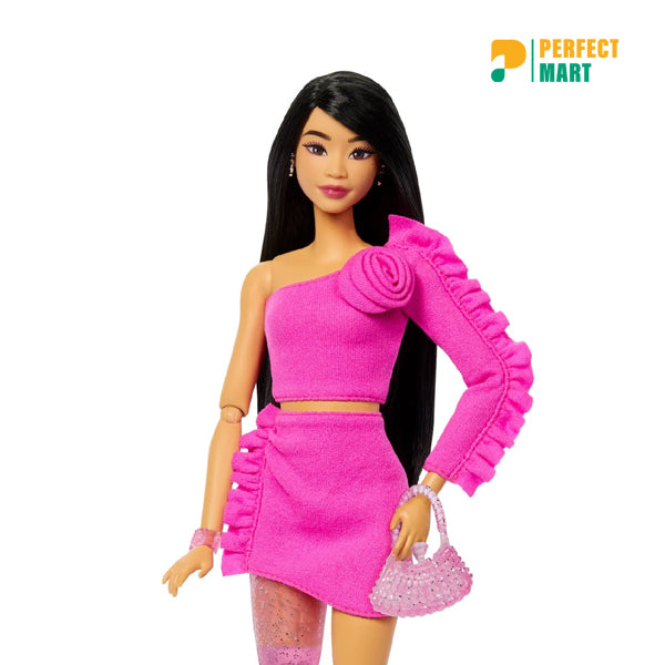 Barbie Deluxe Style Dolls in Pink Outfits with Glam Accessories