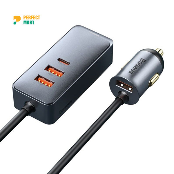 Baseus Share Together PPS Multi-port Fast Charging Car Charger With Extension Cord 120W 3U+1C