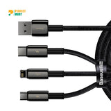 Baseus Tungsten Gold One-for-three Fast Charging Data Cable USB to M+L+C 3.5A