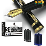 Black Fountain Pen With Box and Ink