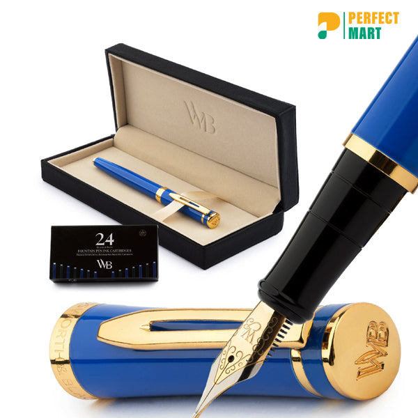 Black Fountain Pen With Box and Ink