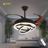 Breezelux 48" Modern Luxury Decorative Silent Underlight Remote Ceiling Mount Fan (Black) BL-2915