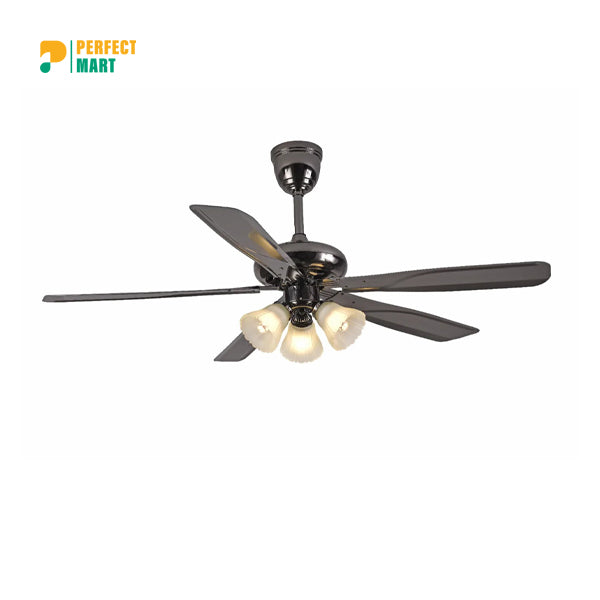 Breezelux 52" Artistically Crafted Traditional Design Under Light Remote Ceiling Fan (Chrome) BL-1079