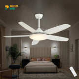 Breezelux 52" Modern Decorative Silent ABS Blade Underlight with Remote Ceiling Fan ( White) BL-2501-W