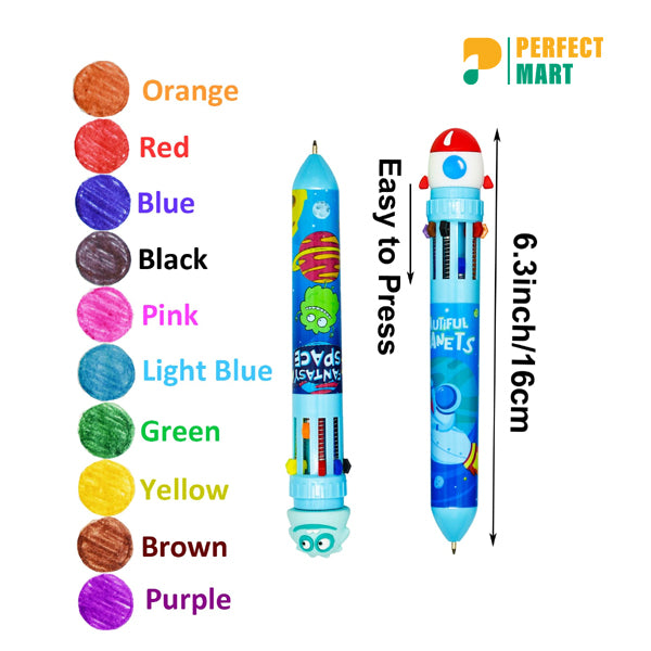 Cartoon Printed 10 In 1 Multicolor Ball Pen