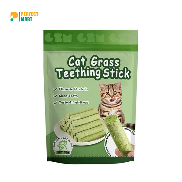 Cat Grass 6pcs Teething Stick set with Chicken Flavor for Pet Cat (30g)