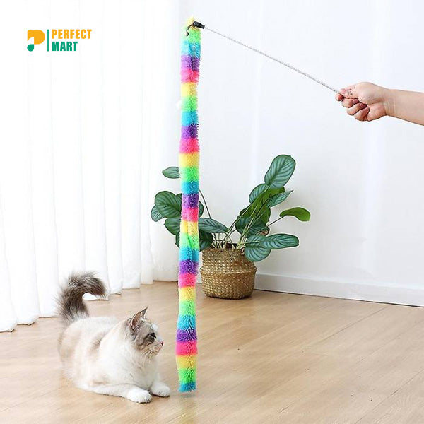 Colorful Funny Cat Stick with Crisp Bell Caterpillar Interactive Teaser Wand-(1Pcs)