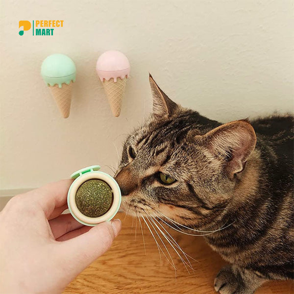 Cone Icecream Shape Rotatable Natural Catnip Balls for Pet Cat