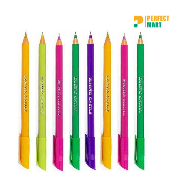 Econo Castle Multi Color Body Pencil Pen - Black Ink - 1 Box