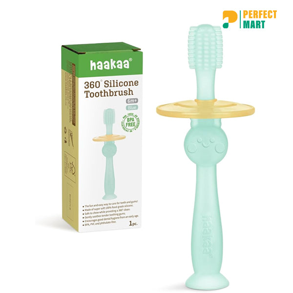 Silicone Soft-Bristled Baby Training Toothbrush and Teether