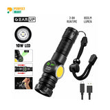 GearUP K60 Rechargeable Flashlight 10W COB LED Torchlight