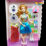 Girl Angel Wonderful Barbie Toy With Dress and Accessories - Sky Blue
