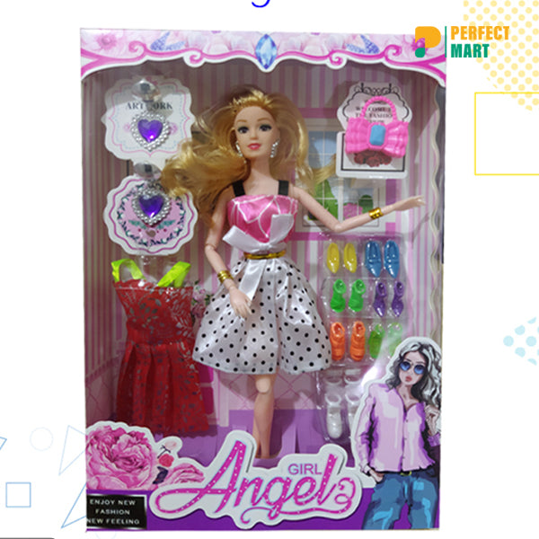 Girl Angel Wonderful Barbie Toy With Dress and Accessories - Sky Blue