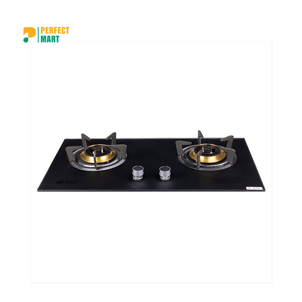 Gazi TG-202 Smiss Tempered Glass Double Burner LPG Gas Stove Auto Ignition