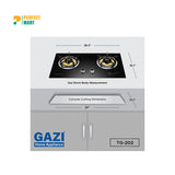 Gazi TG-202 Smiss Tempered Glass Double Burner LPG Gas Stove Auto Ignition