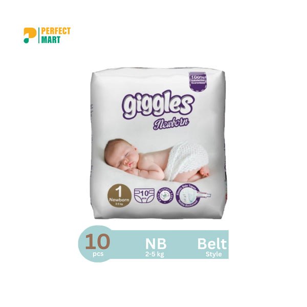 Giggles Belt System Baby Diaper (Newborn) (2-5Kg) (10 Pcs)