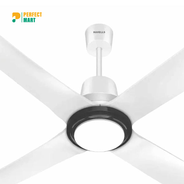 Havells Libeccio BLDC UL - 1200mm ABS Blades RF Remote 4 Blade Underlight Ceiling Fan (Pearl White) H-304