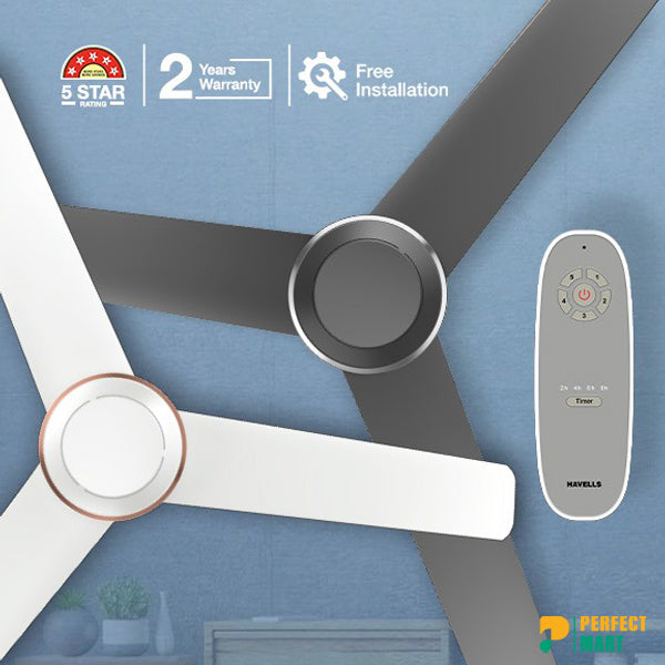 Havells Crista BLDC - 1200mm Dust Resistant coating Remote control Ceiling Fan (Slate Chrome) H-301