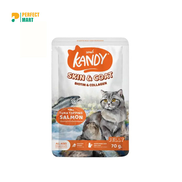 Kandy SKIN & COAT Pouch with Tuna Topping Salmon in Jelly 70g