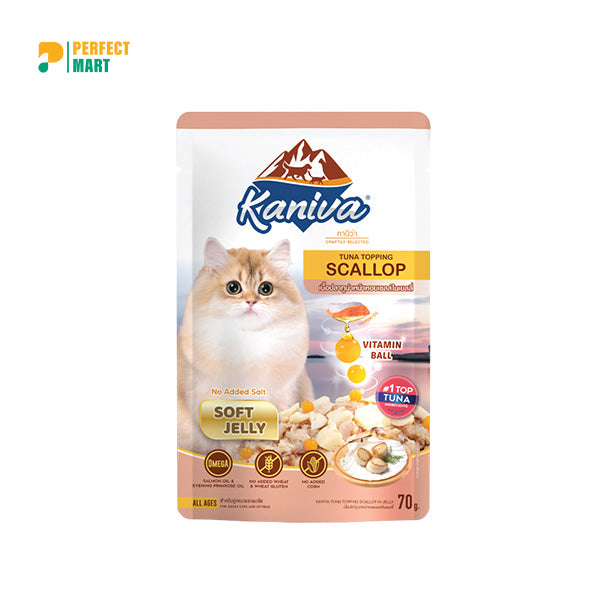 Kaniva Cat Pouch Tuna Topping Scallop In Jelly 70g for Adult & Kitten