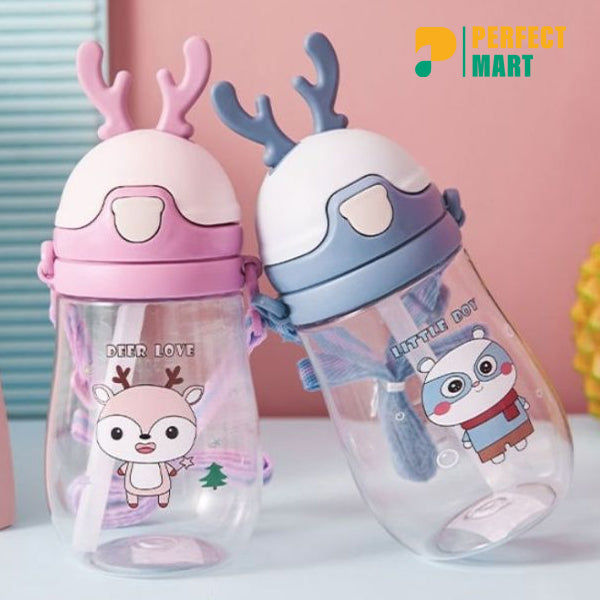 Kids’ Cartoon Straw Teapot Water Bottle- 450ml