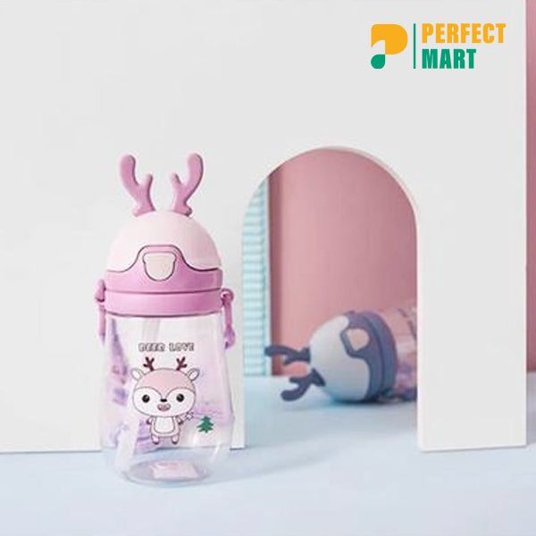 Kids’ Cartoon Straw Teapot Water Bottle- 450ml