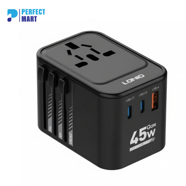 LDNIO Z8 3 USB Ports 45W GaN Travel Adapter