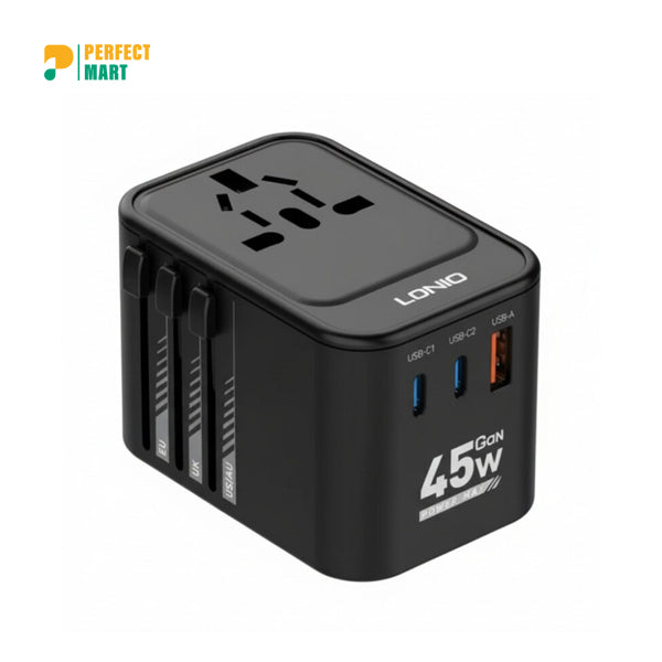 Ldnio Z8 3 USB Ports 45W GaN Universal Travel Adapter