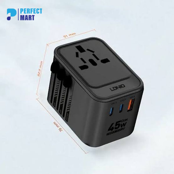 LDNIO Z8 3 USB Ports 45W GaN Travel Adapter