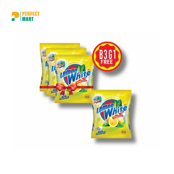 Lemon White Detergent Powder 500gm (Buy3 Get1 Free)