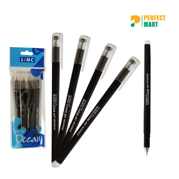 Linc Ocean Gel Pen Black Ink - 5Pcs