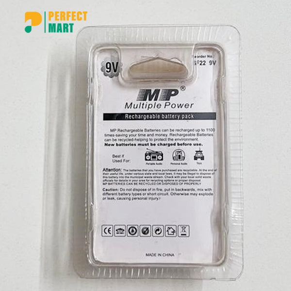 MP 9V 300mAh NI-MH Rechargeable Battery  - 1pc