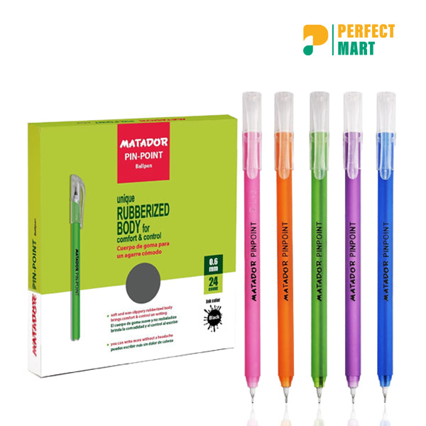 Matador Pin Point Ballpen Black Ink - (12 Pcs)