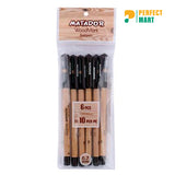 Matador Woodmark Ball Pen Black Ink - (6 Pcs)