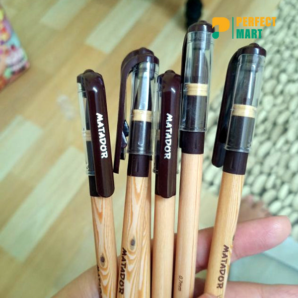 Matador Woodmark Ball Pen Black Ink - (6 Pcs)