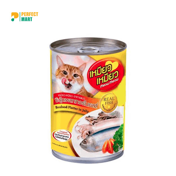 Meow Meow Cat Food Real Fish Seafood Platter in Jelly - 400g Can