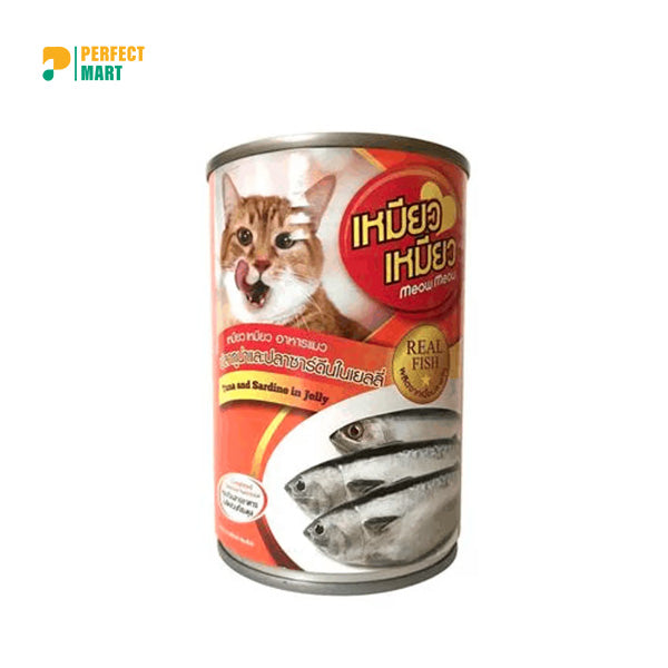 Meow Meow Cat Food Real Fish Tuna & Sardine in Jelly - 400g Can