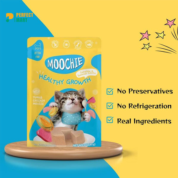 Moochie Cat Pouch Healthy Growth Kitten Tuna & Chicken Recipe Wet Food 70g