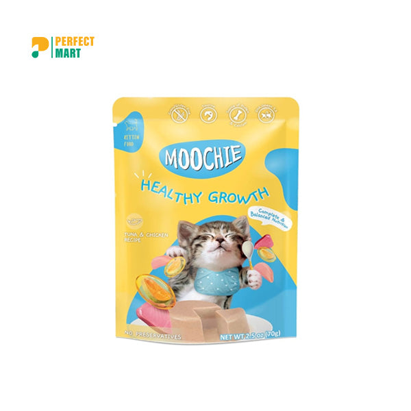 Moochie Cat Pouch Healthy Growth Kitten Tuna & Chicken Recipe Wet Food 70g
