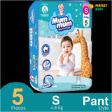 Mum Mum Pant System Baby Diaper Pant (S Size) (4-8 kg) (5 Pcs)