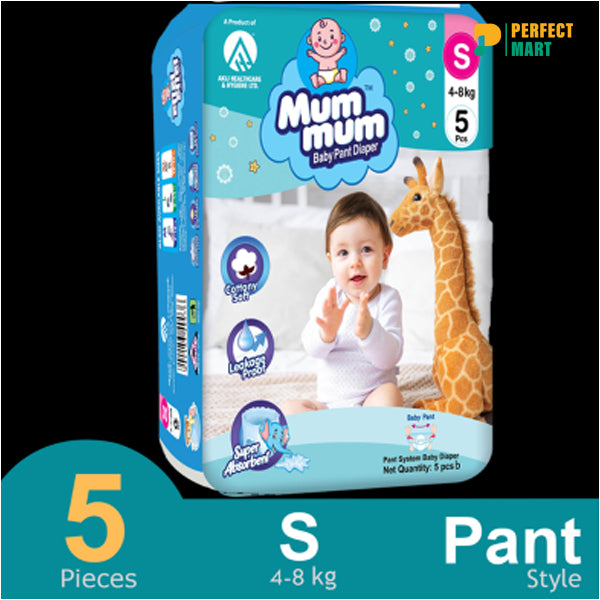 Mum Mum Pant System Baby Diaper Pant (S Size) (4-8 kg) (5 Pcs)